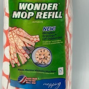 Libman Wonder Mop Head Refill Nylon 2000 Orange Dots Microfiber Gripstrips 10.6"